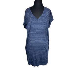 Title Nine Hiolani T-Shirt Dress Blue Mizikuru Print Golf Stretch Knee Length L